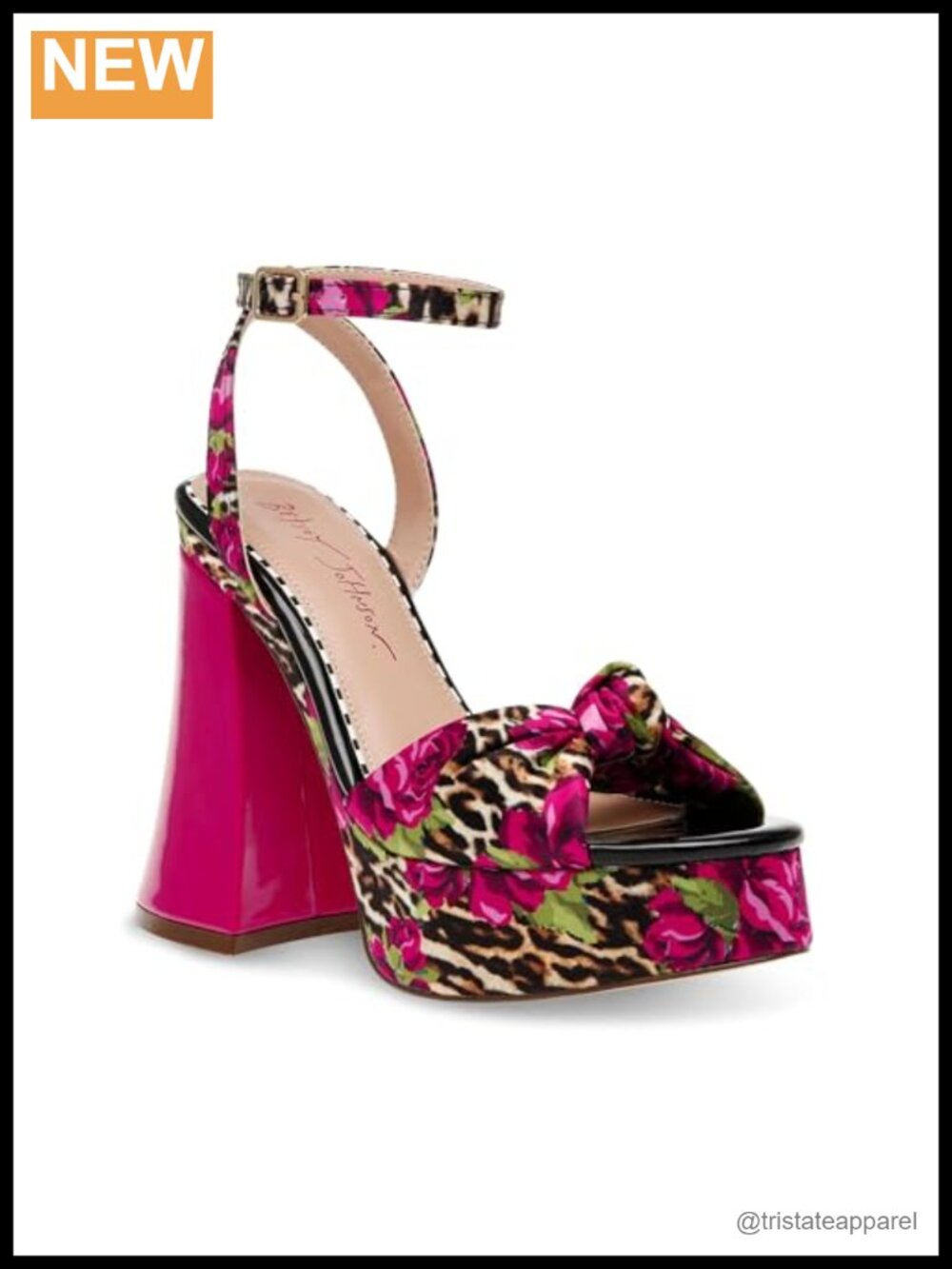 Betsey Johnson Chunky Block Heel Sandal Knotted Toe Ankle Strap 4.5 in